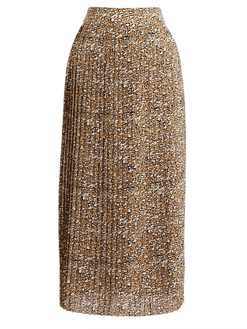 J. CREW Factory Pleated Midi Skirt Tan Brown Black Leopard Print Cheetah Animal